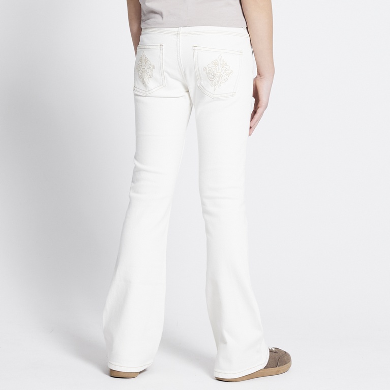 Embroidery flare jeans "Skippy Flare Deco" White